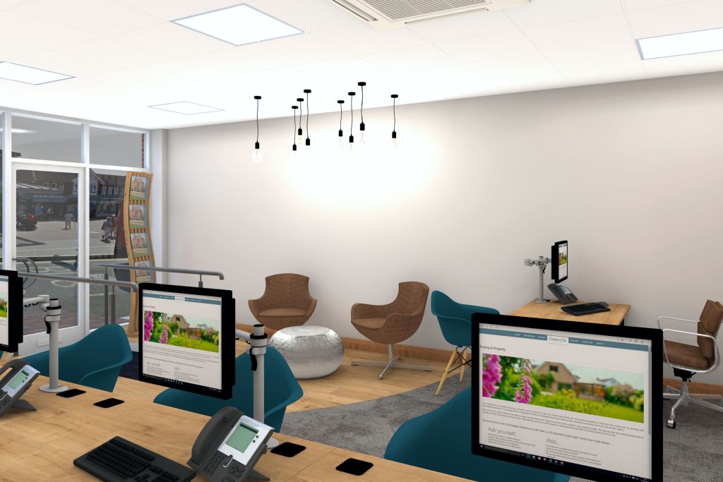 Estate agent office reception area.