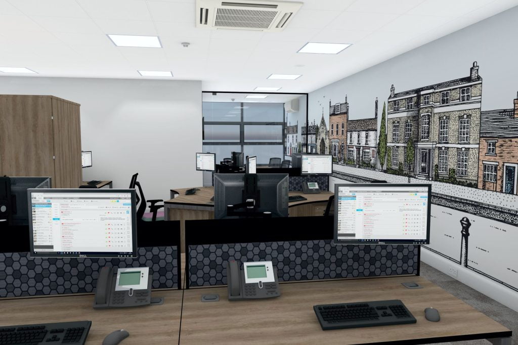 Desk screens.
