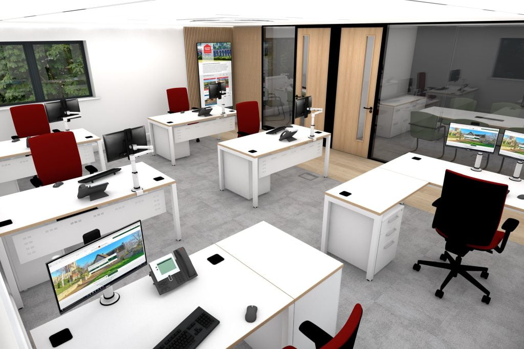 Over view of the first floor office.