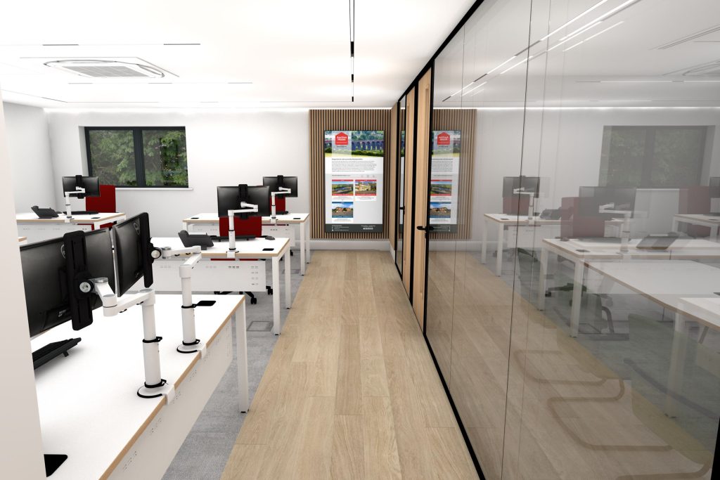 Double glazed office partition design.